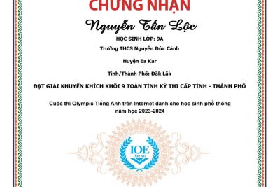 Kết quả cuộc thi Olympic Tiếng Anh cấp tỉnh năm học 2023-2024